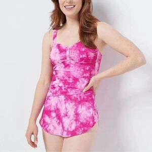 Denim & Co. Beach Sweetheart Front Skirt Swim Dress